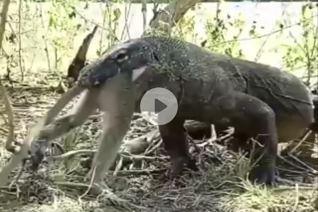 UNBELIEVABLE: Komodo Dragon Eats Entire Monkey [Video]