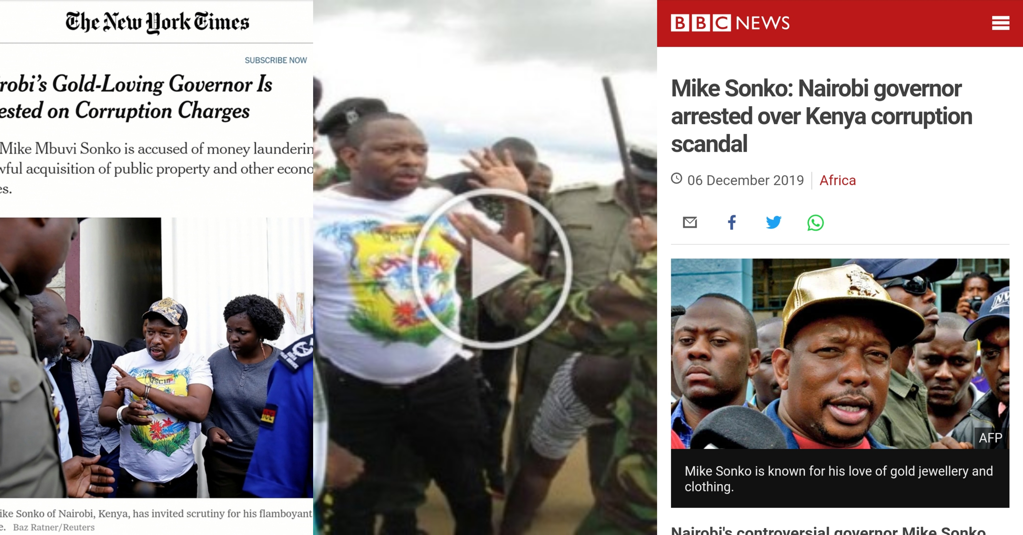 How International Media Covered Nairobi Governor Mike Sonko's Eventful Arrest