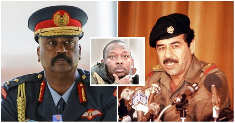 CAPTION: [LEFT] Nairobi Metropolitan Services Director Mohammed Badi [RIGHT] Deceased Iraqi Warlord Saddam Hussein and [CENTRE] Nairobi Governor Mike Sonko