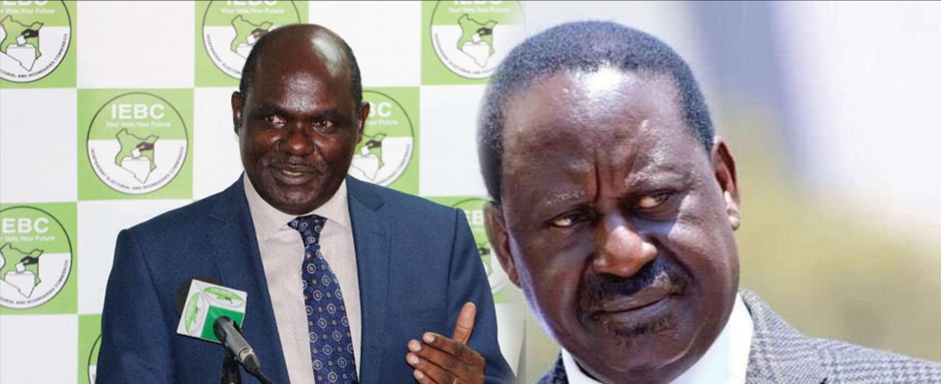 IEBC Chairman Wafula Chebukati and ODM Leader Raila Odinga