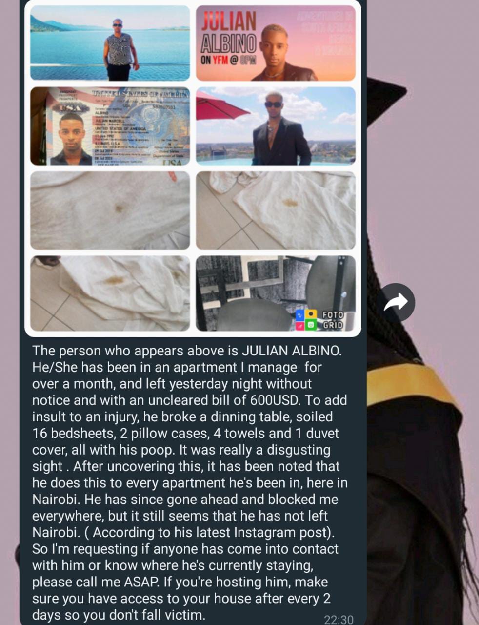 Accusations against Julian Albino in chats