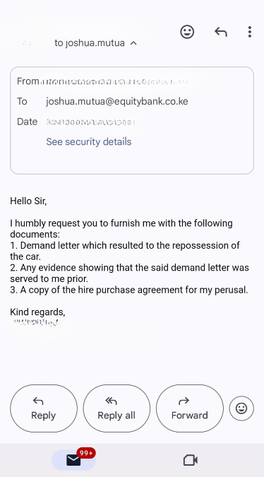 Is Equity Bank working with rogue auctioneers to seize vehicles without warning? A borrower says his car was taken without notice, and he believes it was part of an internal scheme.